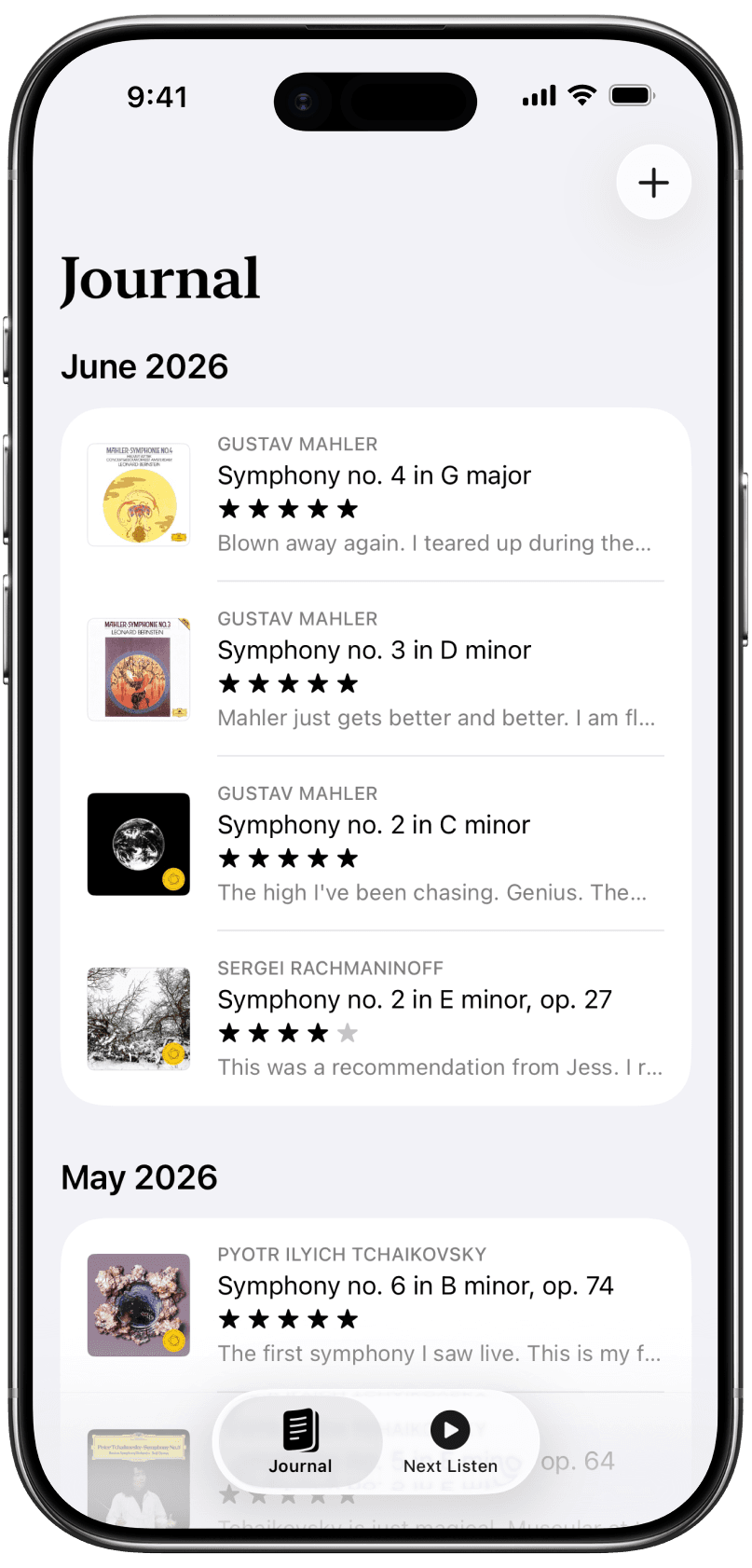 Your listening journal history