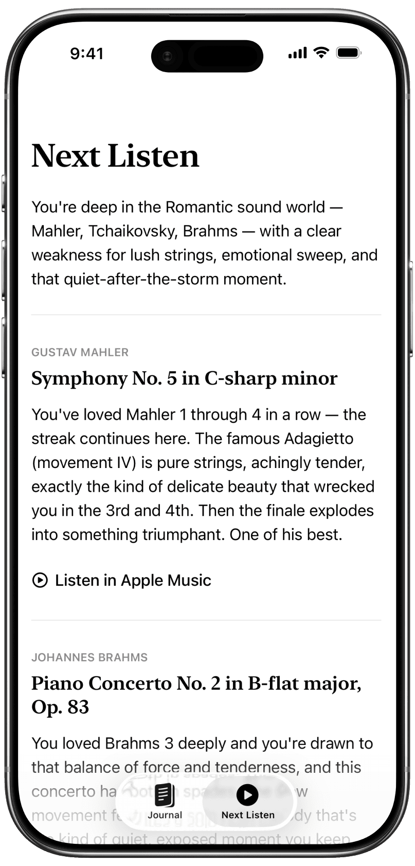 Next listen suggestions